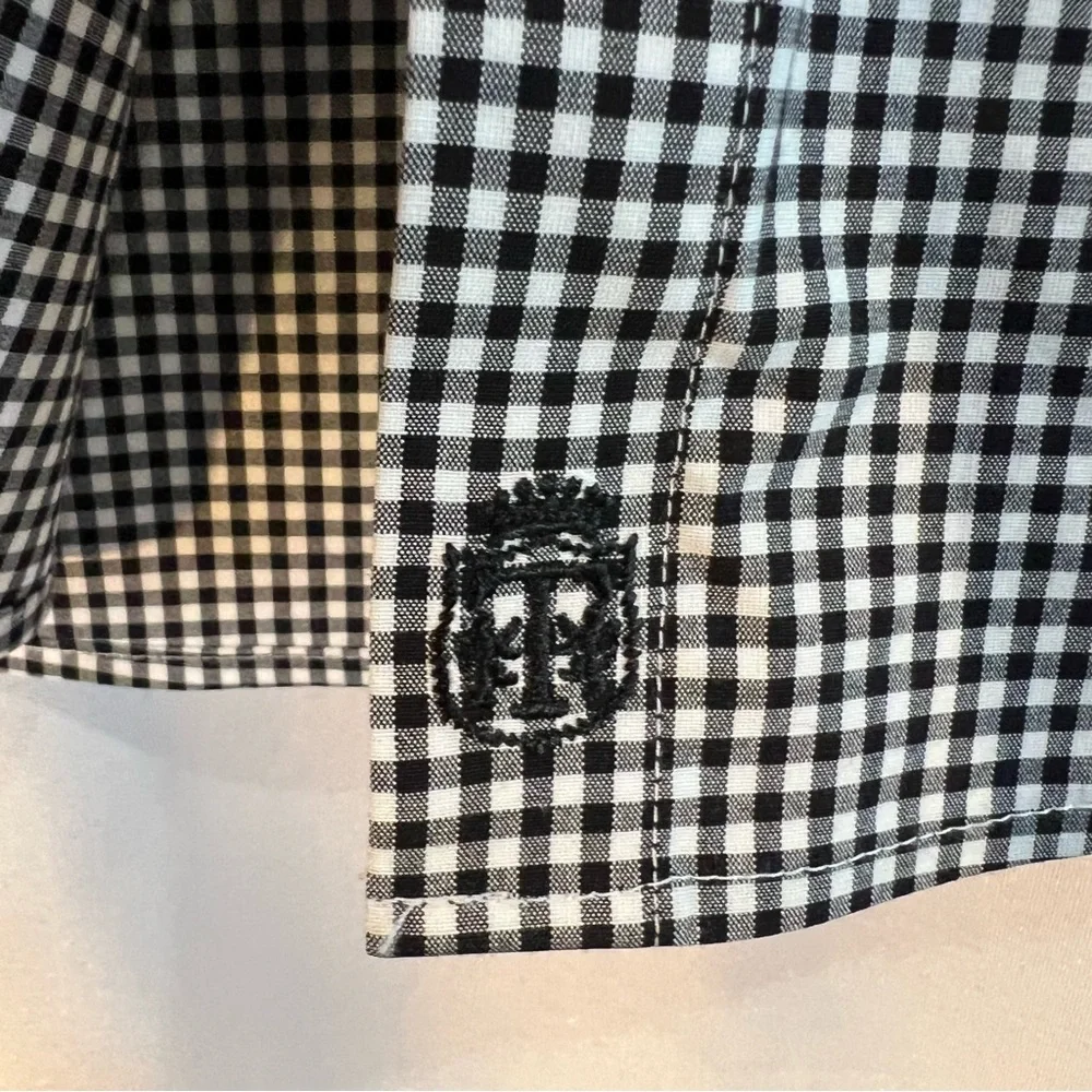 Talbots Black and White Gingham Sleeveless Button-Front Top - Picture 7 of 8